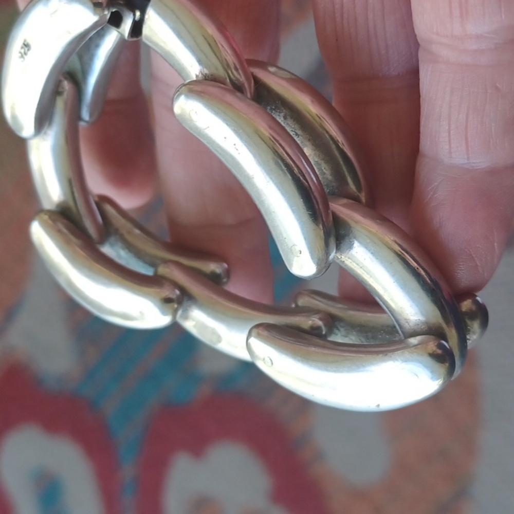 Vintage Hinged Link Bracelet Chunky 63gm of Sterling Silver 925 - Picture 9 of 12
